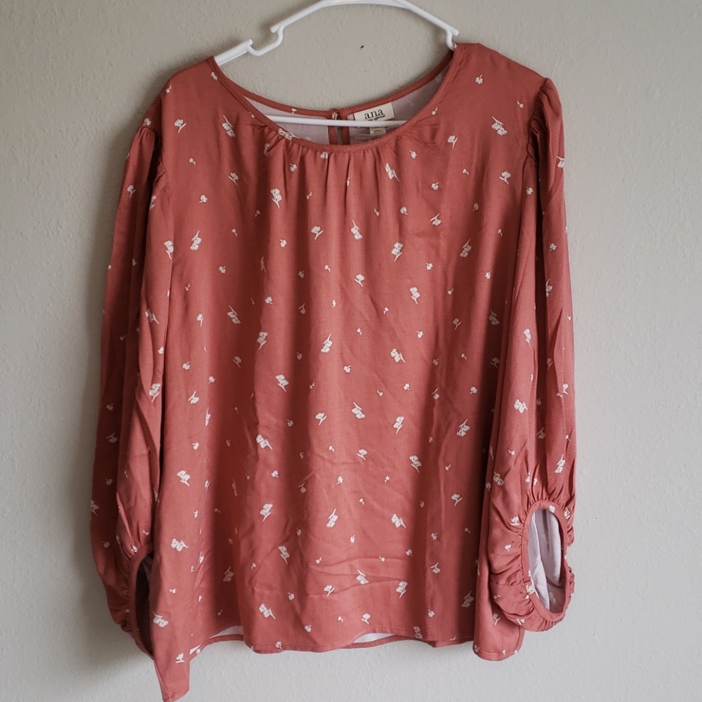 Ana coral long sleeve blouse, size XL